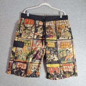 Star Wars Men Swimwear‎ XL Yellow Board Shorts Comic Book All Over Print